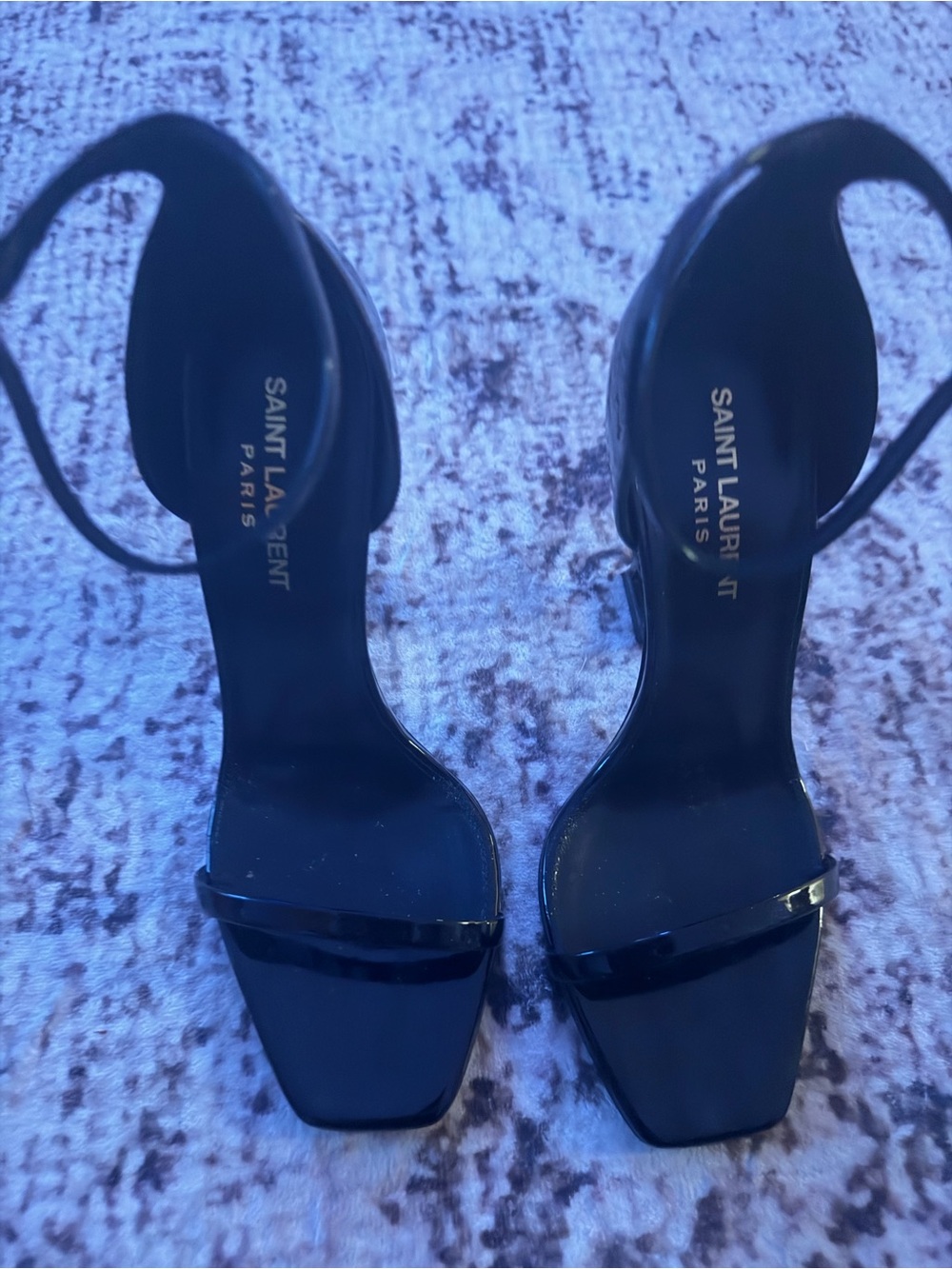Saint Laurent Black Patent Logo-Back Strap Heels - Picture 3 of 3